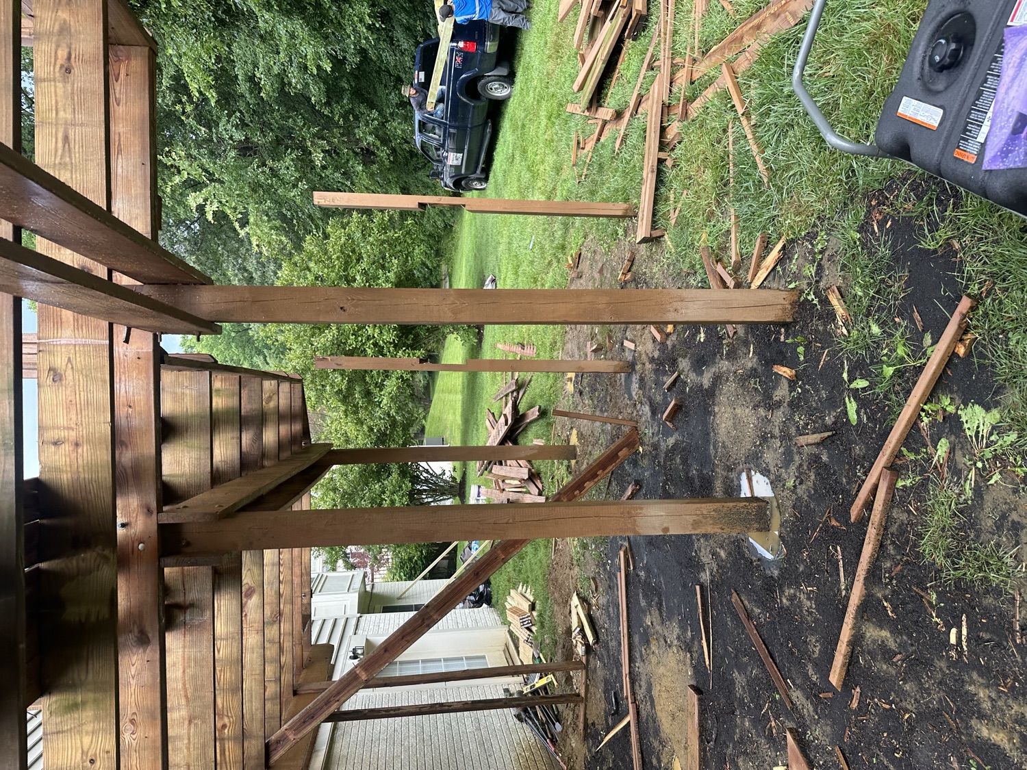 New deck framing under construction